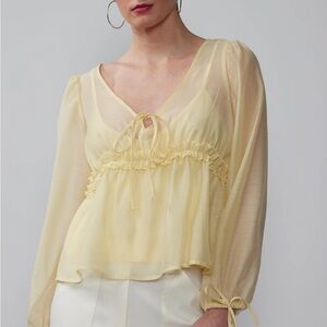 NWT New York and Company Elegant Yellow Sheer Blouse